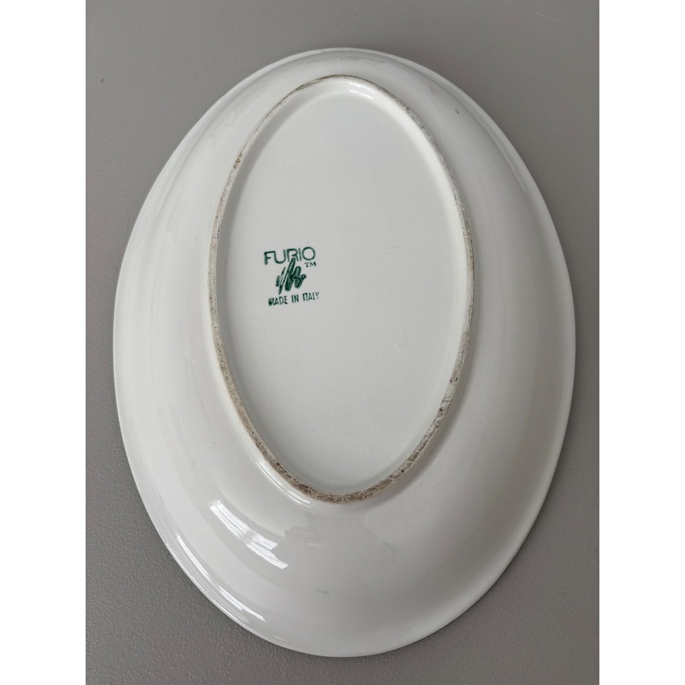 Furio Made in Italy Large Green Glazed Pottery Serving Platter Plate Oval‎ - Picture 7 of 8